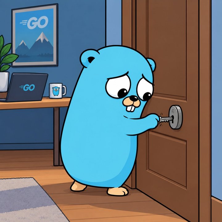 The Go gopher locking the door